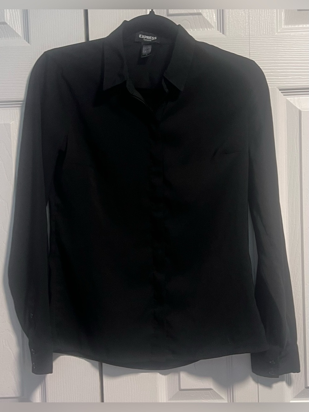 Women's Express Georgette Portifino Button Down Shirt in Black